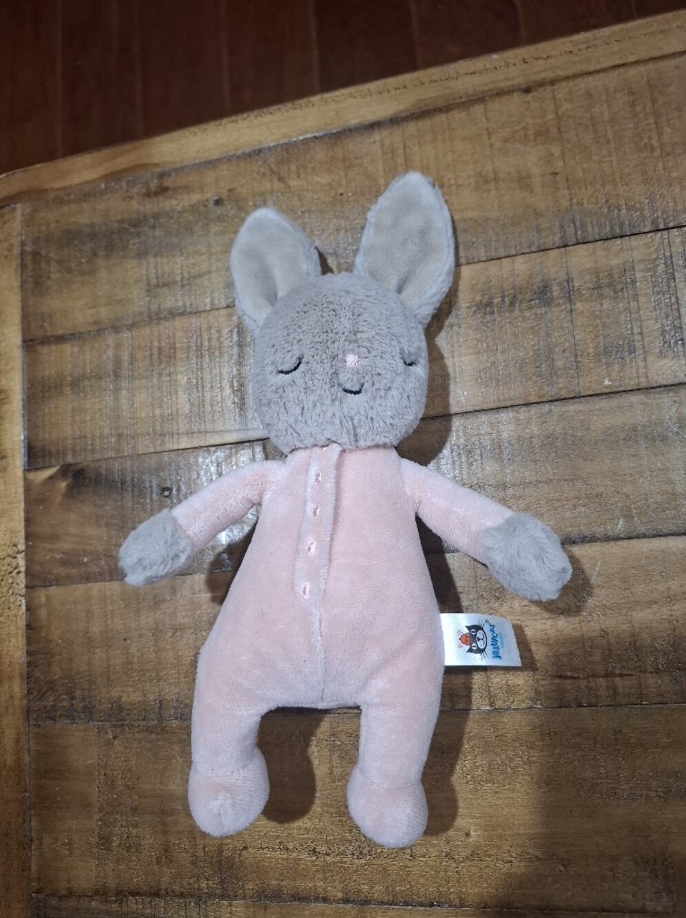 Jellycat Gray Bunny with Pink Body Plush Comforter